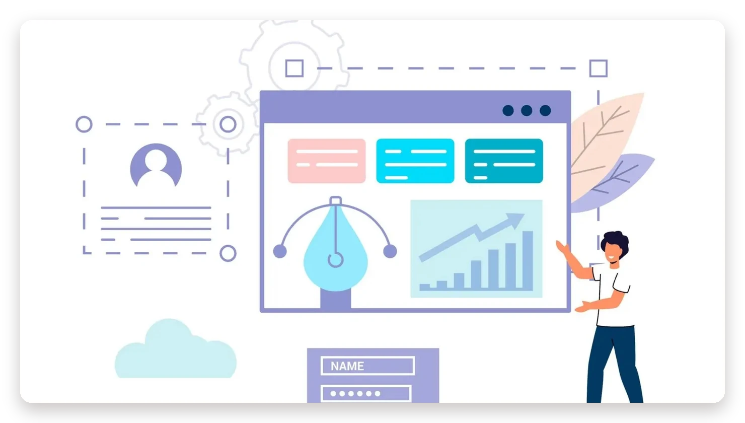 Illustration of web analytics and connected business tools