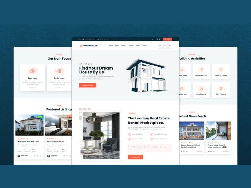 Responsive real-estate website with property listings