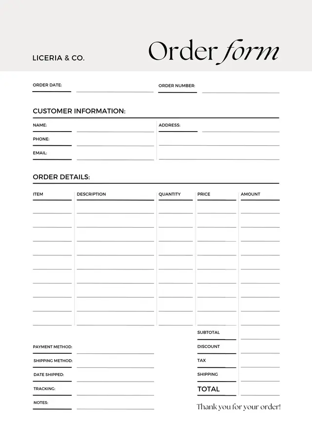 Order Forms