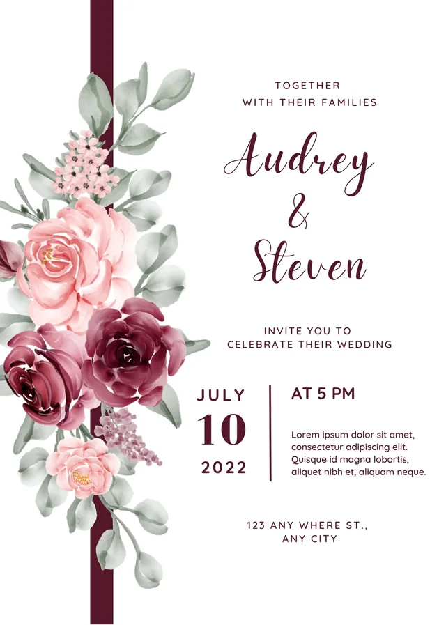 Floral wedding invitation